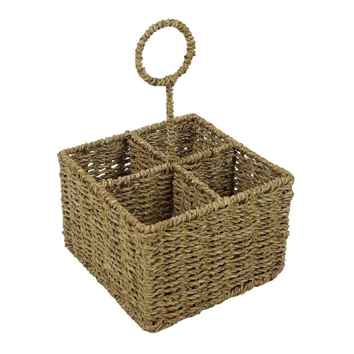 Organizador Decorativo Cuadrado c/4 Divisiones Fibra Natural - Natural 