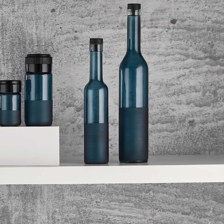 Aceitera Vinagrera Botella Vidrio 250ML c/ Tapa Azul Cobalto Azul