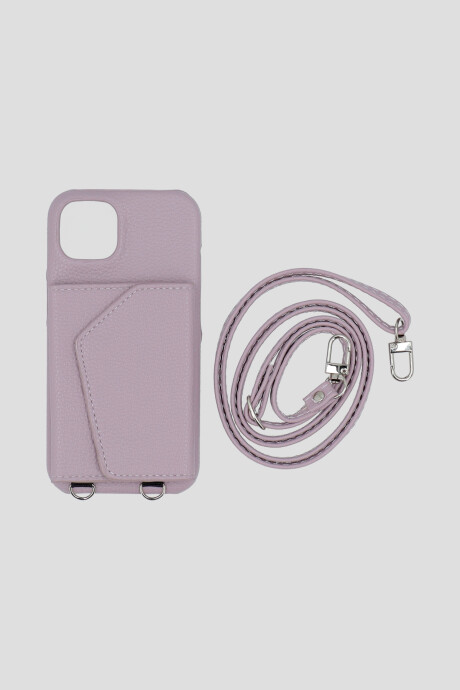 Funda Iphone 13 Con Billetera y Cadena Lavanda