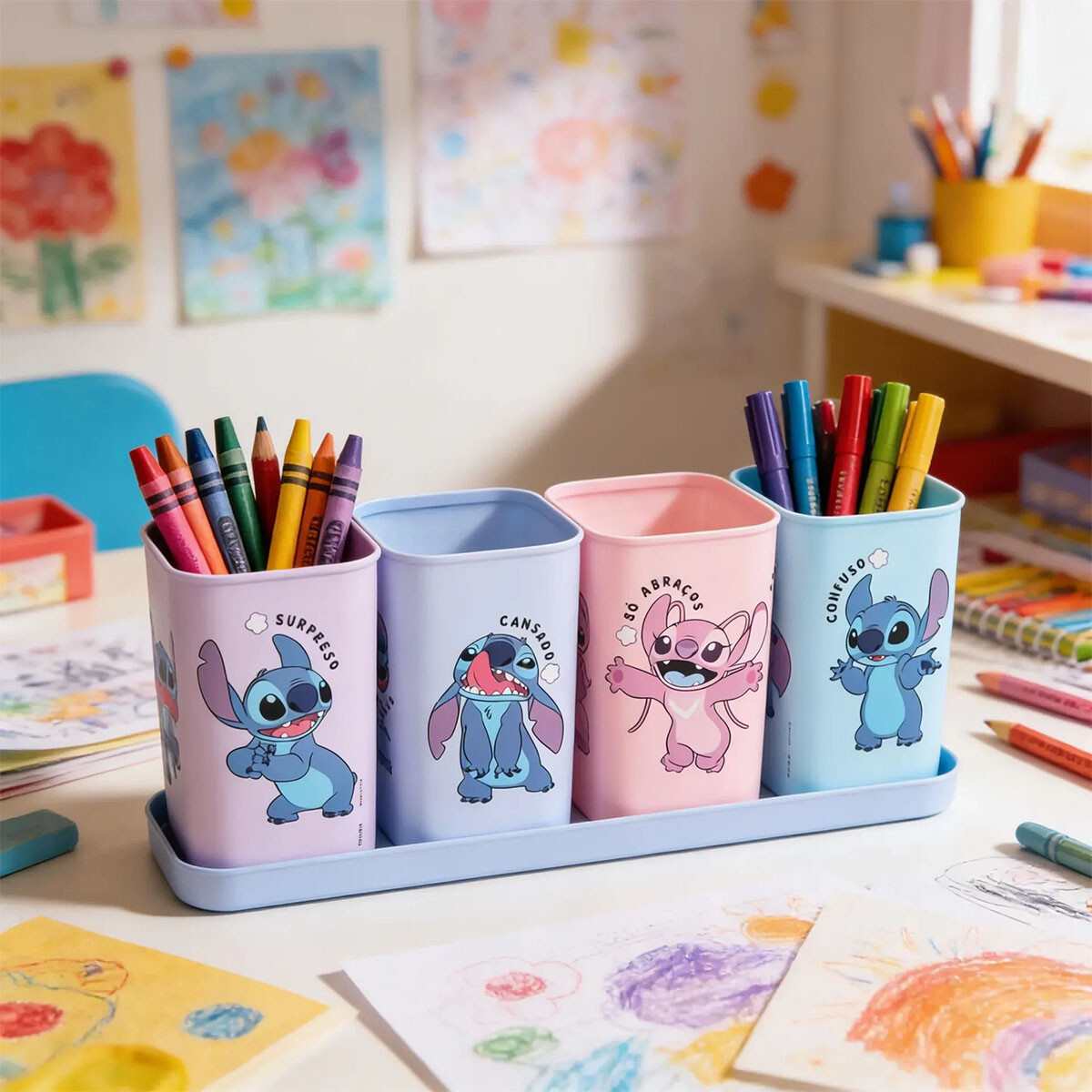 Pack x 4 Portalápices Infantiles Stitch 