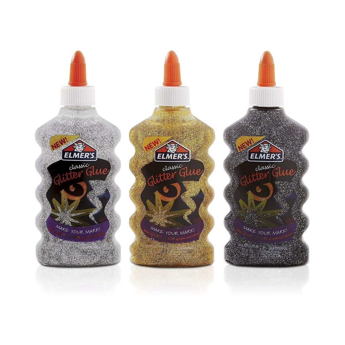 Pack 3 unidades Cascola ElmerÂ´s Slime - Colores metálicos negro, plateado y dorado 
