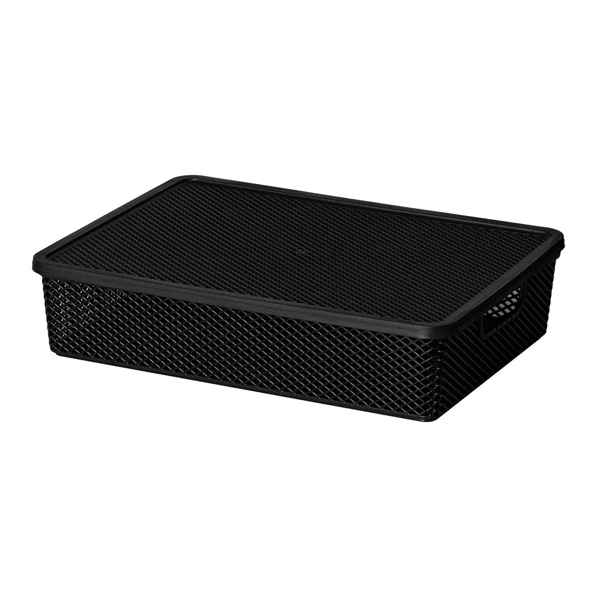 CESTO ORGANIZADOR LINEA C/TAPA NEGRO 36X26X8 CM 