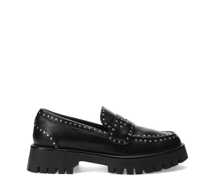 Zapatos de Mujer Miss Carol mocasin KANU con tachas Negro - Plateado