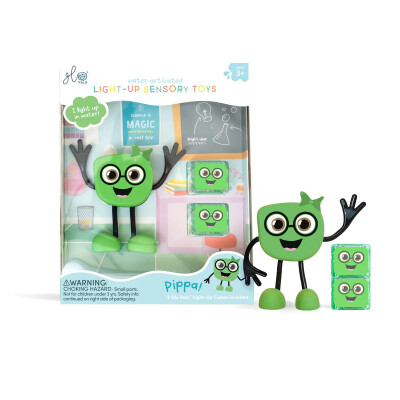 Glo Pals Set personaje + 2 cubos iluminados Verde