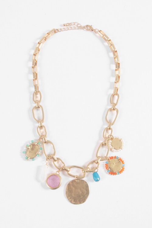 Collar cadena dijes medalla dorado