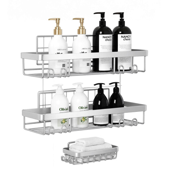 Set de 3 Estante Organizador Accesorio Baño Ducha Jabonera Adhesivo Imback Color Plateado Set de 3 Estante Organizador Accesorio Baño Ducha Jabonera Adhesivo Imback Color Plateado