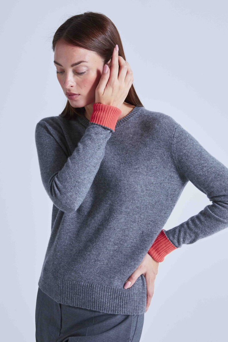 PULL COL ROND CONTRASTE Grafito