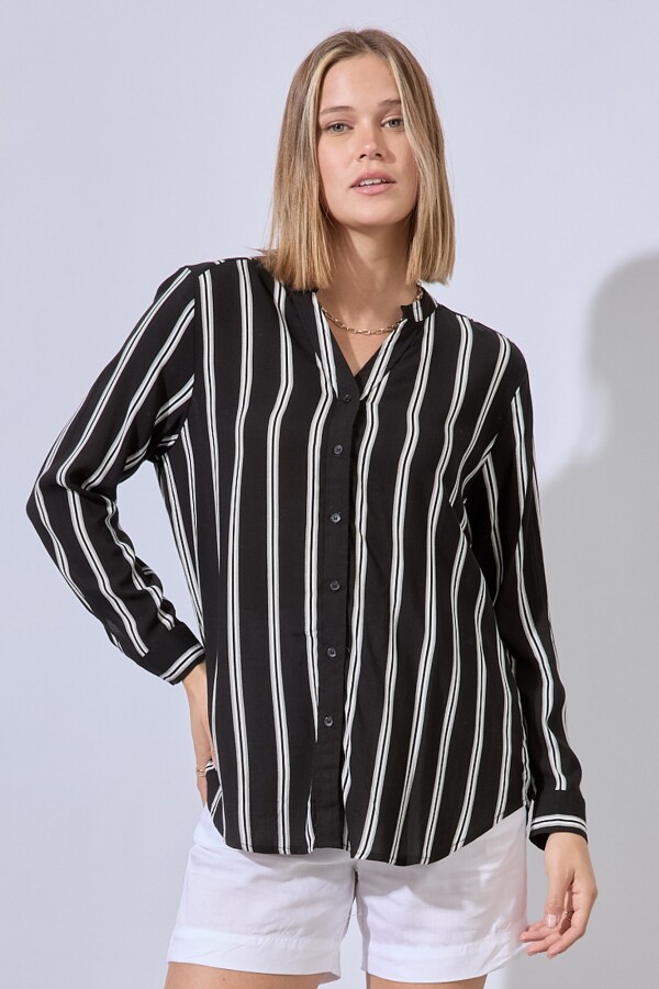 Camisa Lineas NEGRO/BLANCO