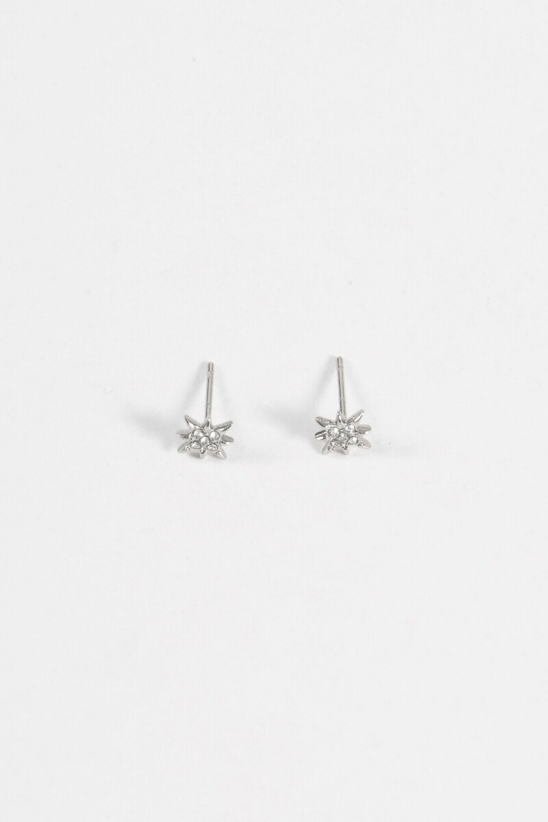 Caravanas pin estrella strass acero plateado