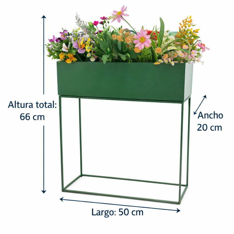 Maceta Rectangular Elevada con Pie Desmontable en Hierro Simil Hojalata Grande