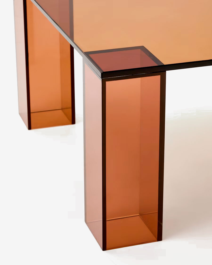 Mesa de centro Adularia de cristal templado marrón 140 x 60 cm