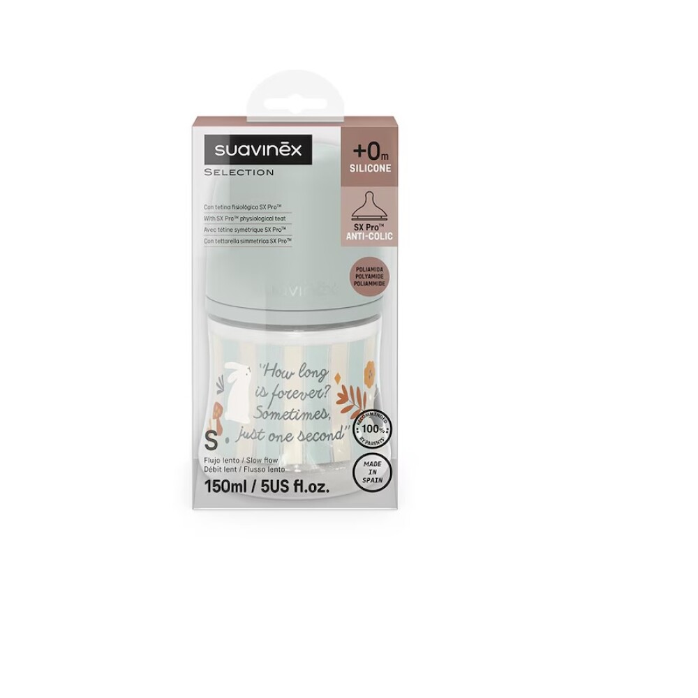Biberón fisiológico 150ml Suavinex Verde striped