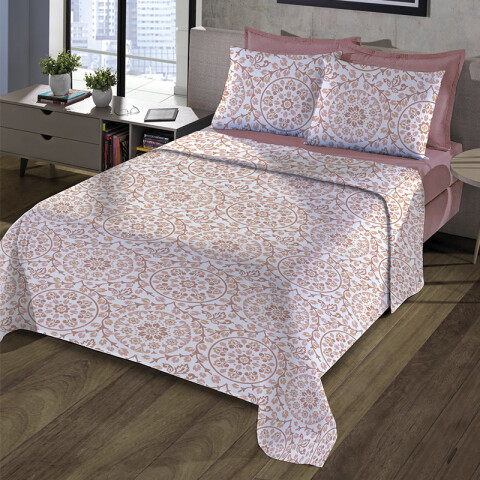 Juego Sábanas Richmond House Estampadas 1 Plaza - Varios Diseños 210 MANDALA CORAL