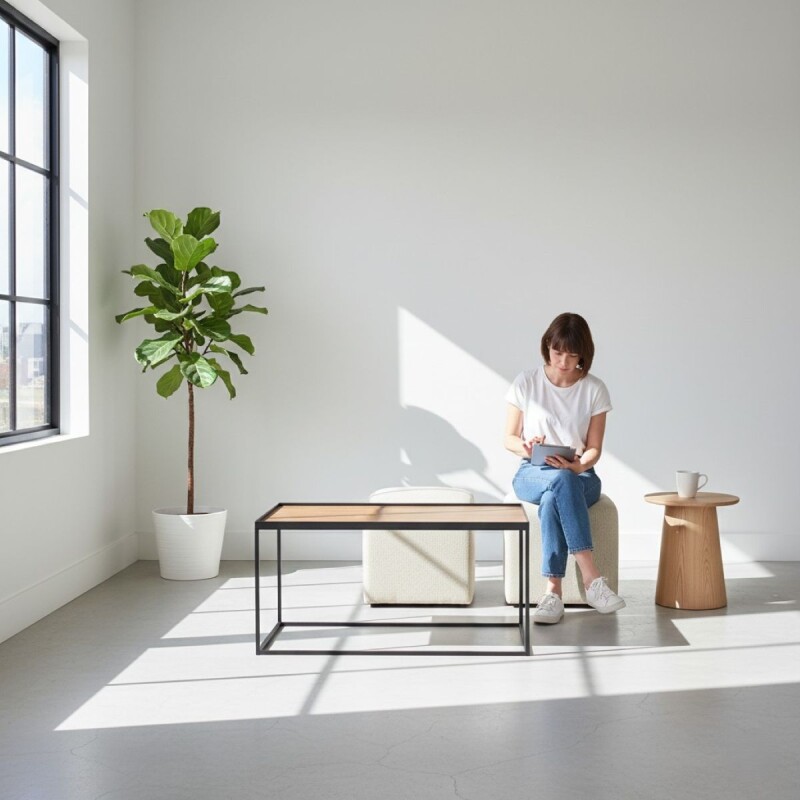 MESA CENTRO CON PUFF AF 100X50 (CD) Unica