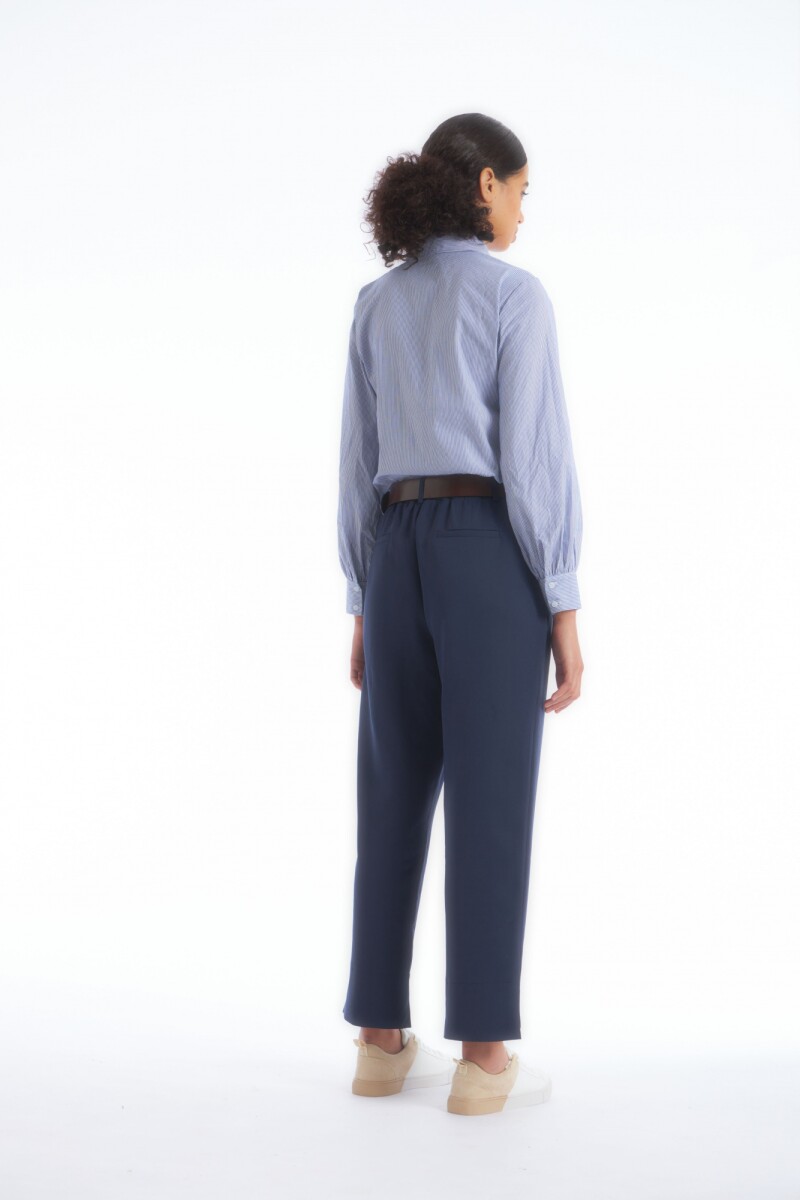 Pantalon con pinzas y elastico azul marino