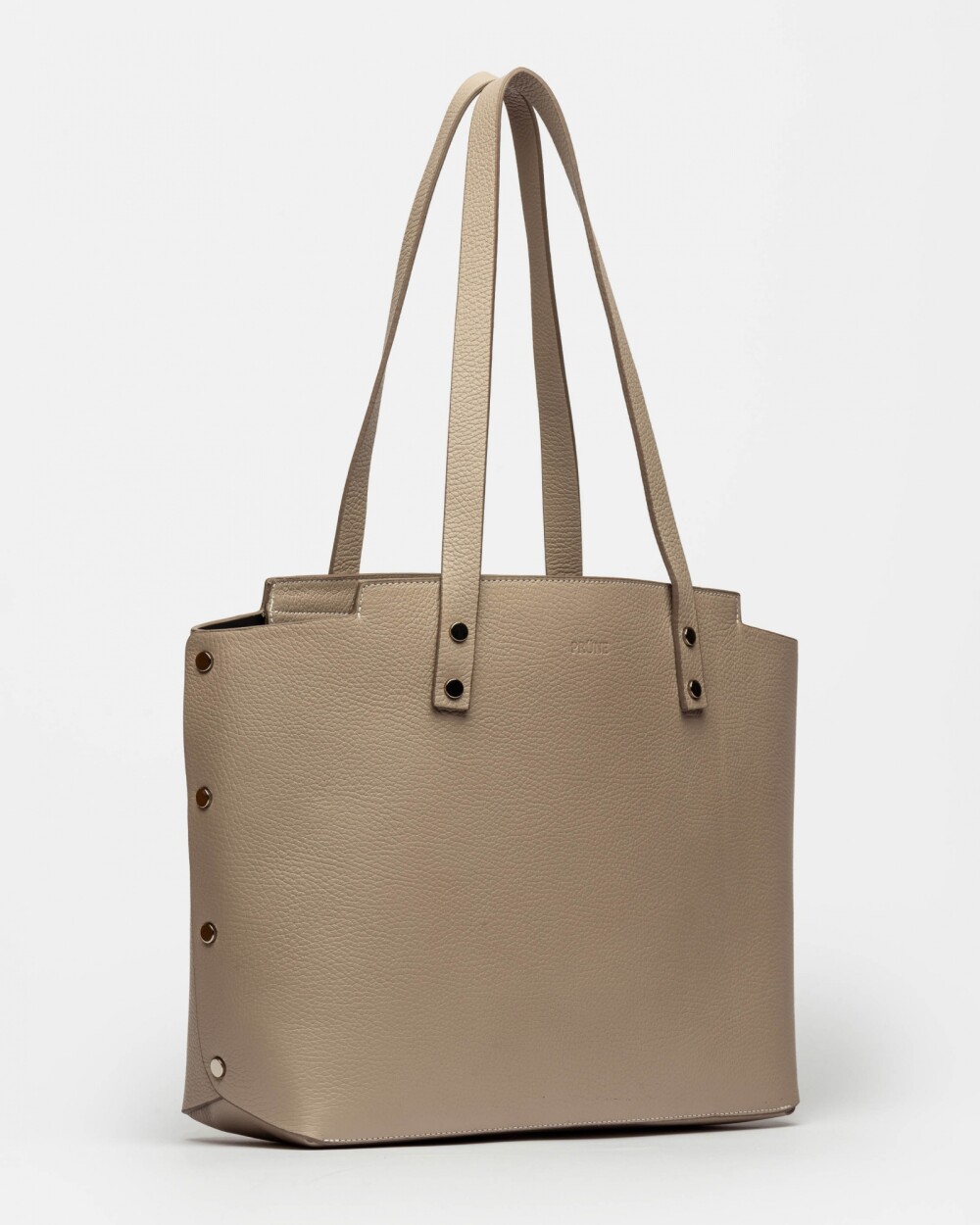 Shopper Menorca En Cuero Graneado Taupe