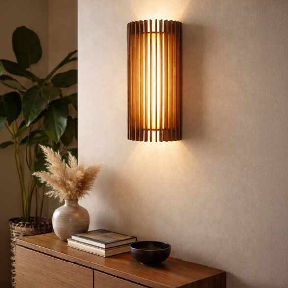 Aplique pared LED en madera oscura 8w cálido IX9266