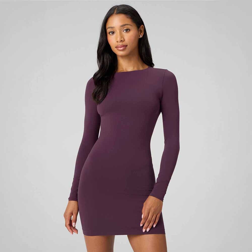 Vestido Seamless Long-Sleeve Mini Dress Mujer Oxblood