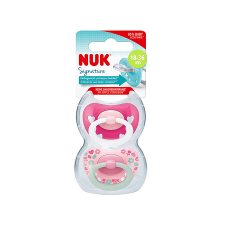 NUK CHUPETE SIGNATURE 18 a 36 MESES - 2 unidades nena varon