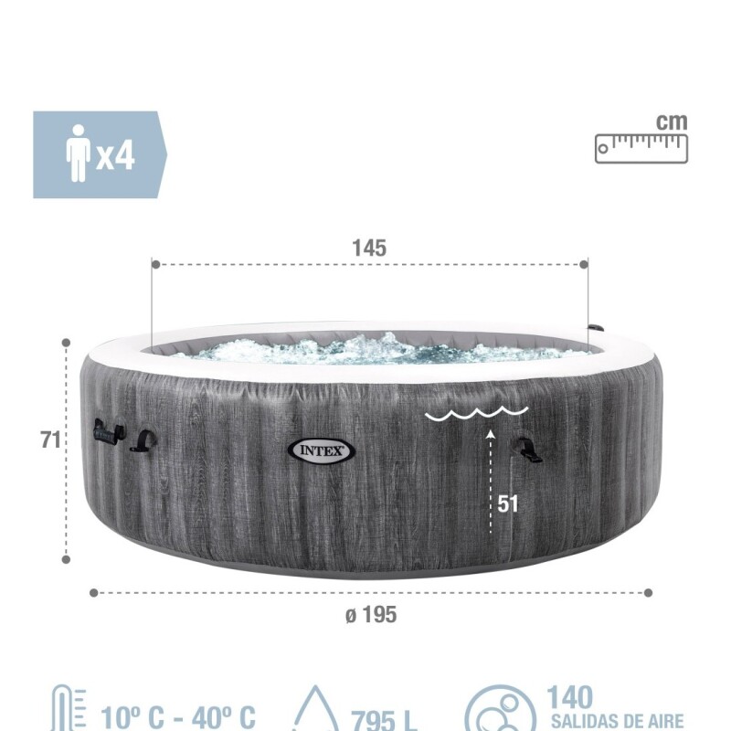 INTEX PURESPA GREYWOOD CAPACIDAD 4 PERSONAS Intex Purespa Greywood Capacidad 4 Personas