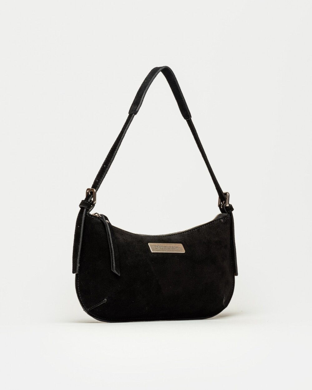 Cartera al hombro Mia en cuero gamuza Negro