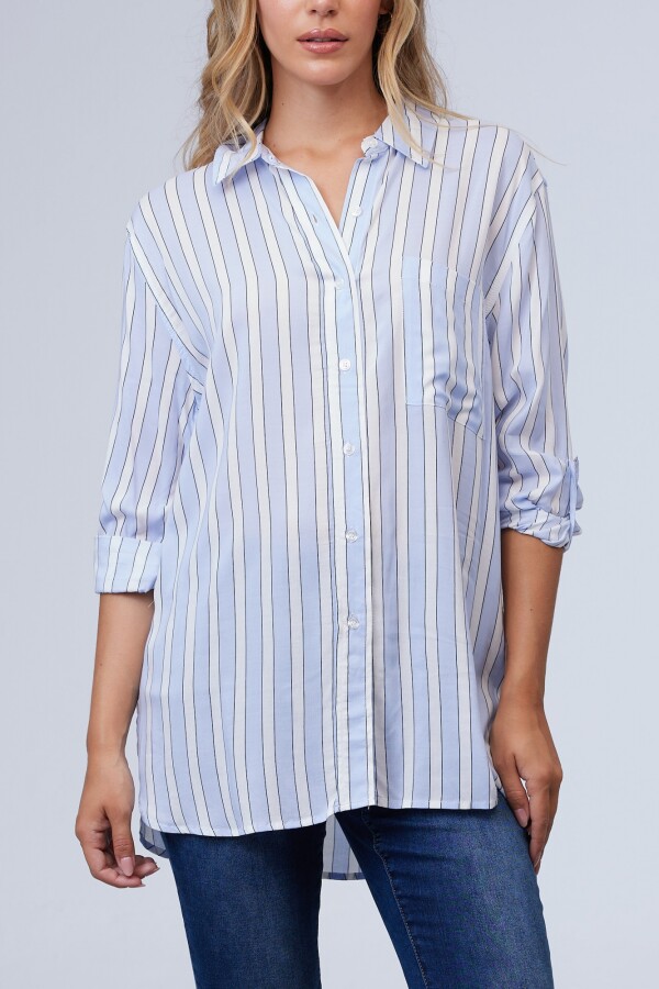 Camisa Lineas Oversize CELESTE/MULTI