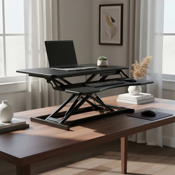 Escritorio Elevable Doble Regulable Altura Hybridesk Compu Color Negro