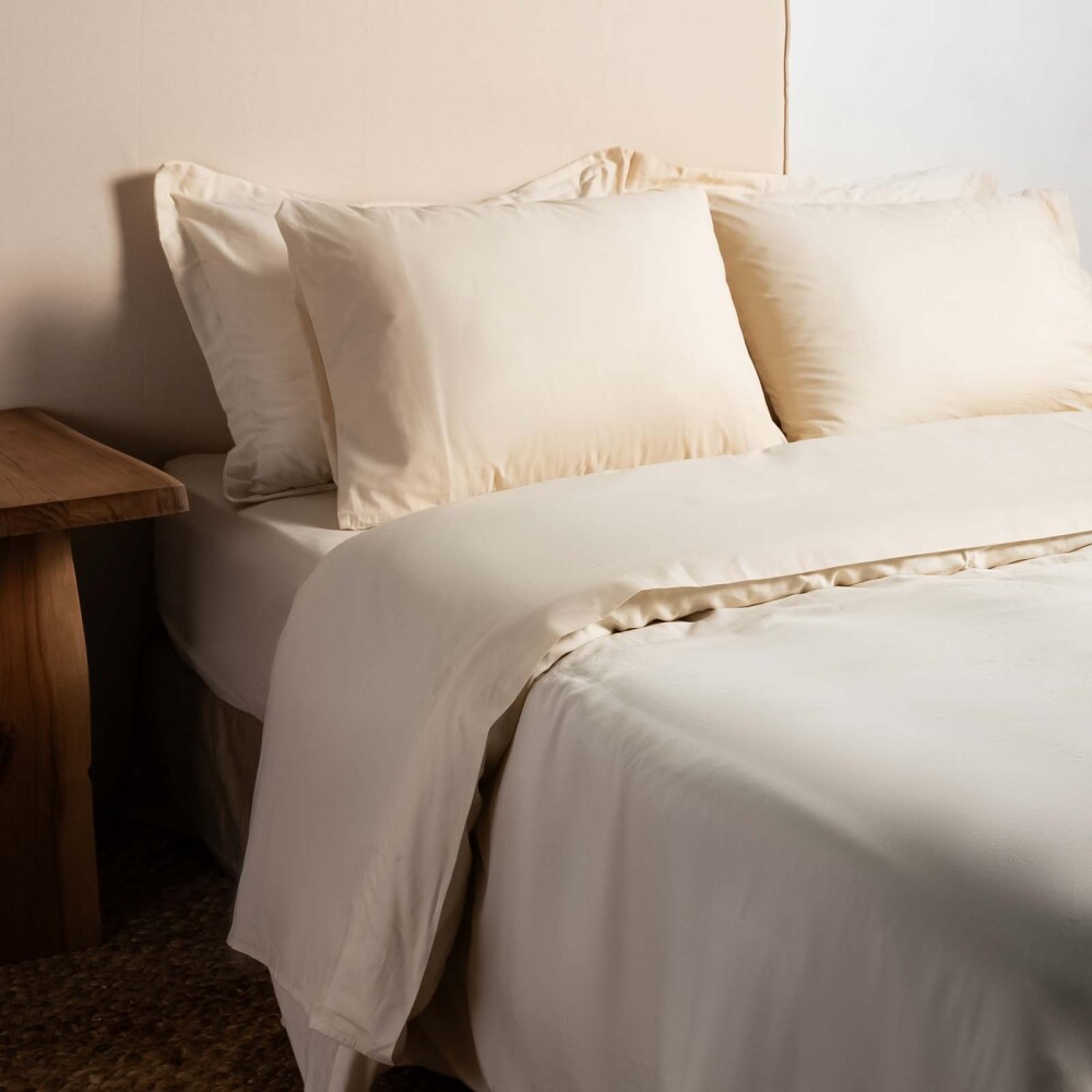 JUEGO DE SÁBANAS 1 1/2 PLAZA ALGODON NATURAL-BEIGE COTTON BASIC 180 HILOS MANTECA