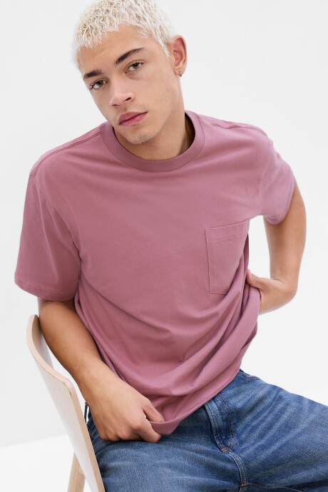 Remera Con Bolsillo Cuello Redondo Hombre Mauve Moves