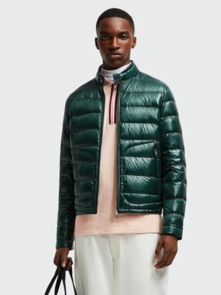 Moncler - Plumífero Corto Plegable Acorus Verde