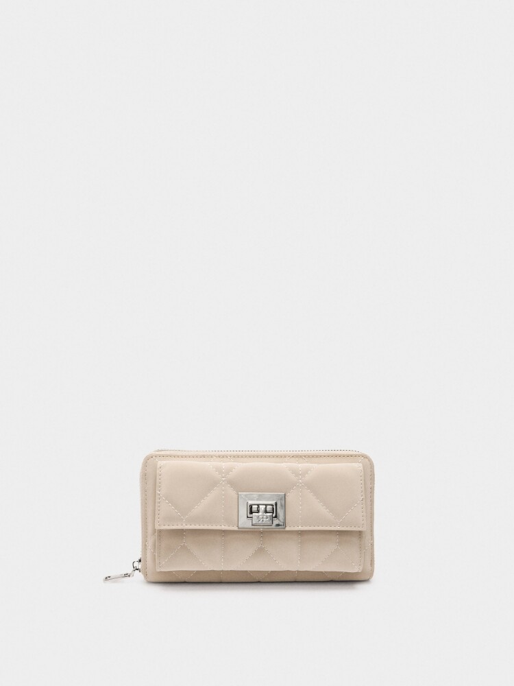 Cartera Acolchoada Con Textura Suave beige
