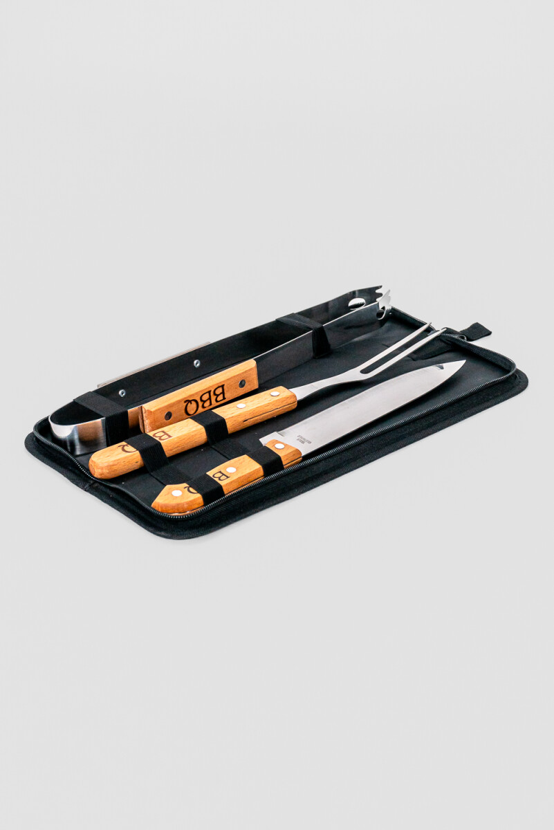 Accesorios Para Parrilla Set De 3 Piezas. Pincho, Pinza Y Cuchil - Color Unico 
