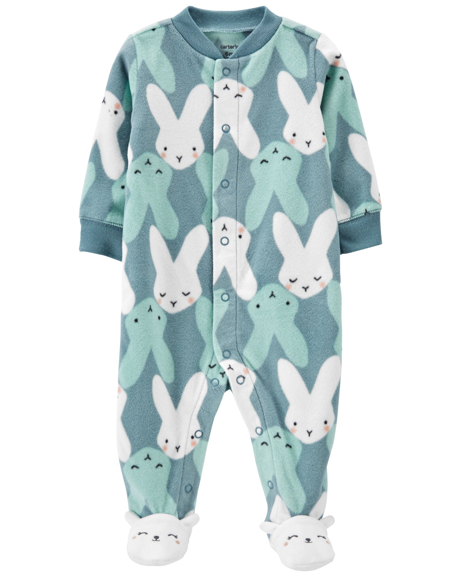 Pijama una pieza de micropolar con pie y doble cierre diseño conejos 0