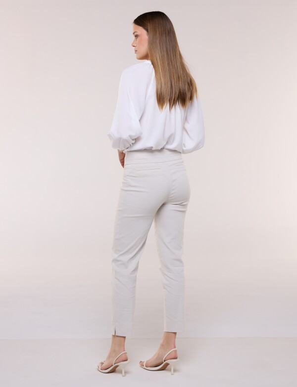 Pantalón Pretina Pespunteada GRIS CLARO