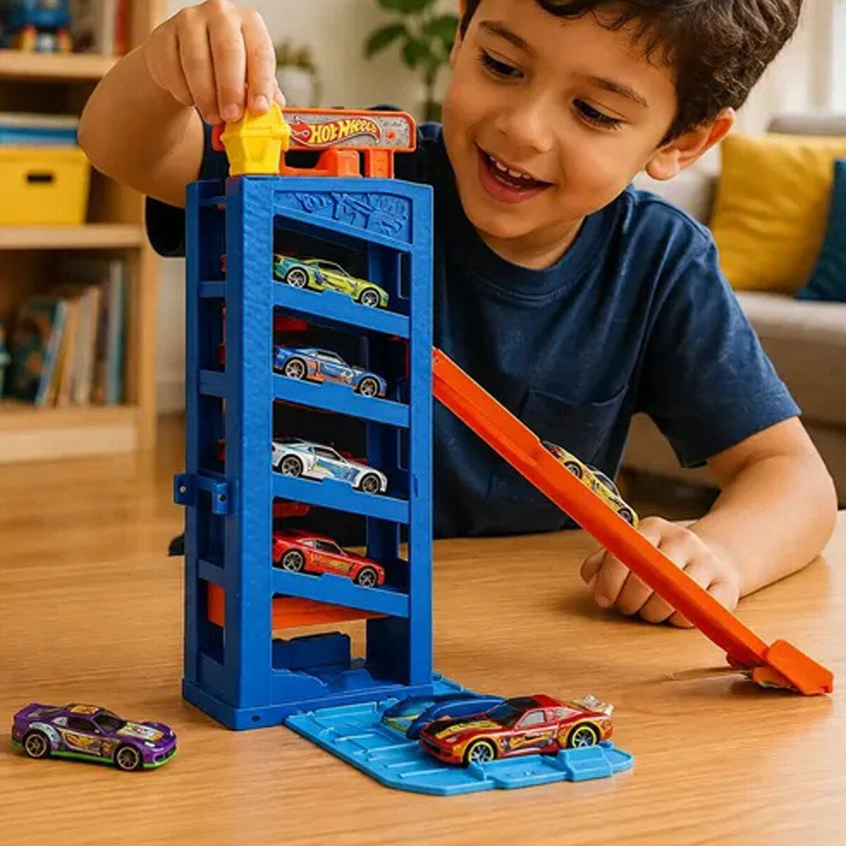 Pista Estacionamiento con 2 Vehículos y Rampa Hot Wheels Diseños Surtidos 
