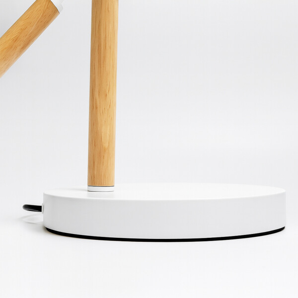 Lampara De Mesa Escritorio Estilo Nórdico Madera Metal 58Cm Color Blanco