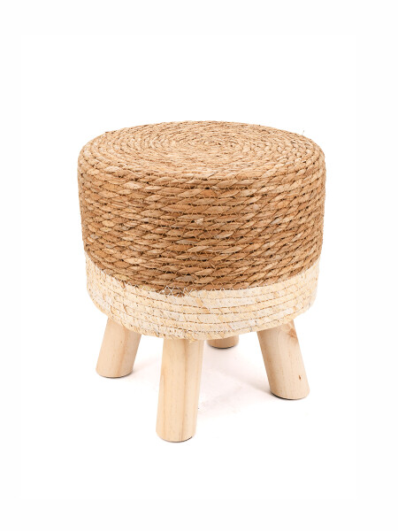 PUFF 3 PATAS YUTE COMBINADO CON BLANCO BLANCO