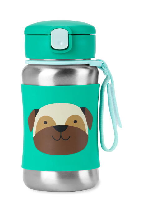 Botella de acero inoxidable con sorbito, diseño pug Botella de acero inoxidable con sorbito, diseño pug