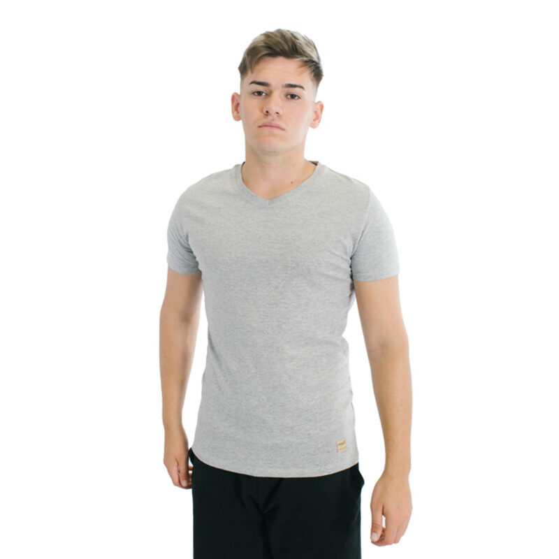 Muvem Men Plain V Neck T-Shirt Gris