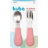 Set cubiertos metal silicona BUBA rosado