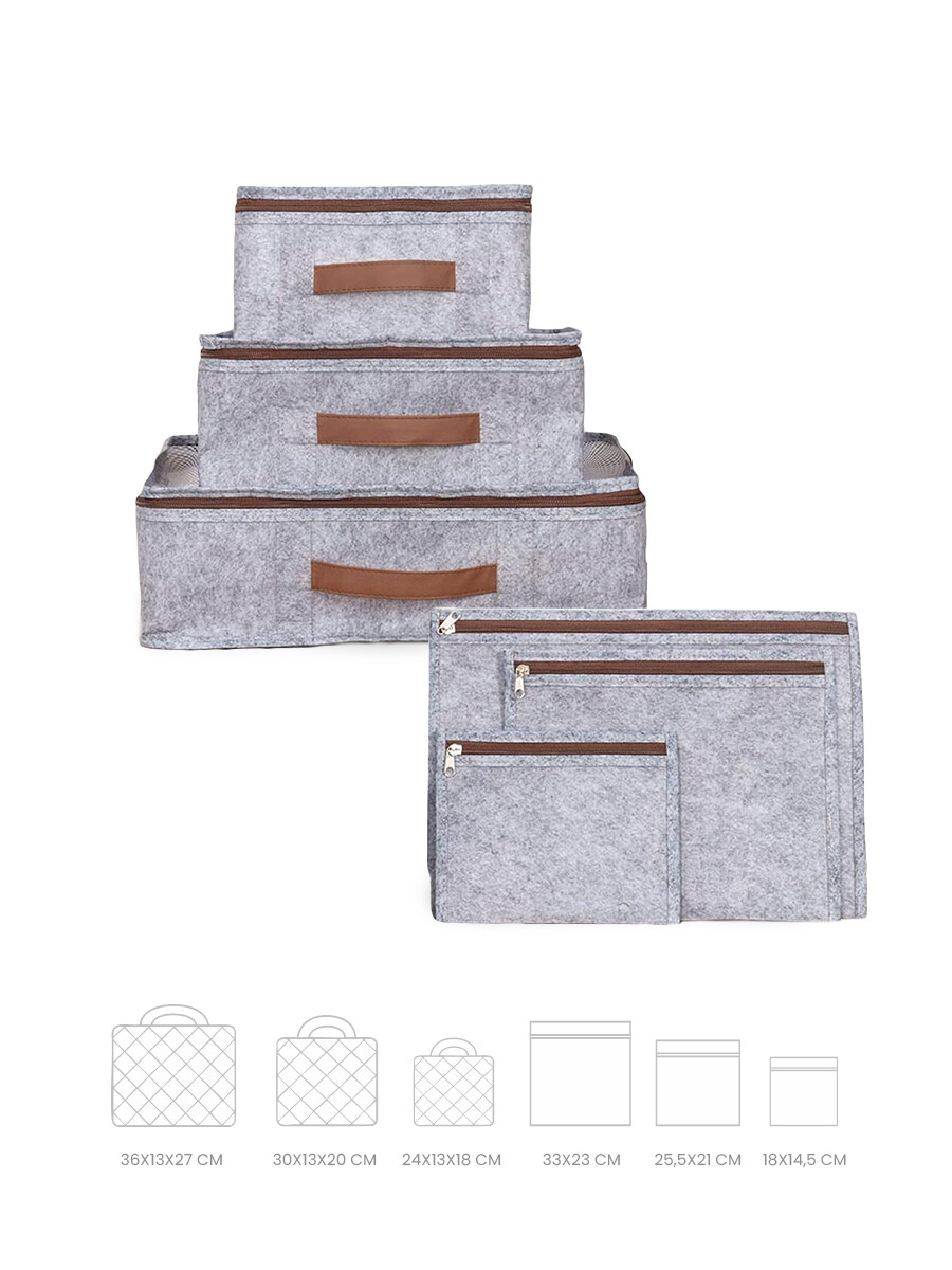 CAJAS ORGANIZADORAS SETx6 - GRIS 
