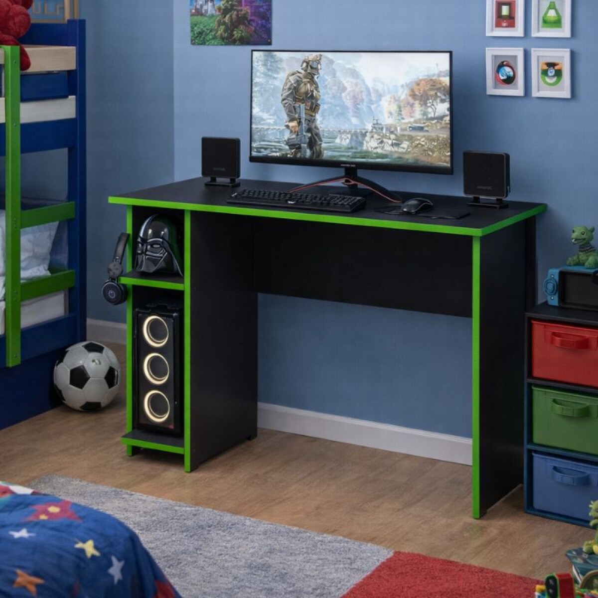 ESCRITORIO GAMER - NEGRO Y VERDE 