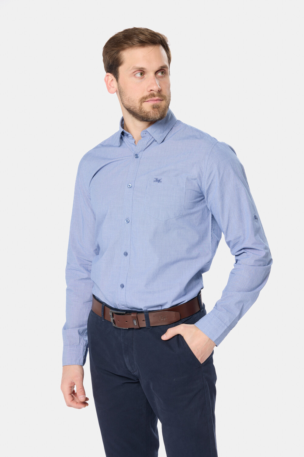 CAMISA CUADROS DE ALGODÓN Azul