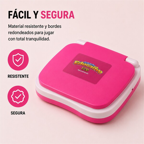 Mini Laptop Educativa Bilingüe con 52 Teclas Rosa 1