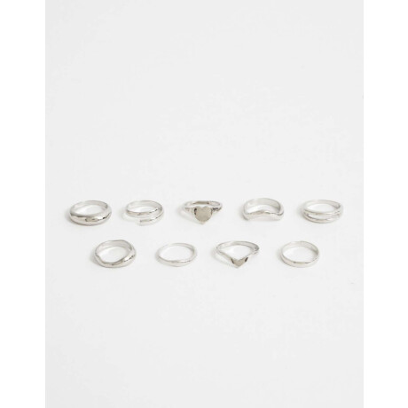 Set De Anillos De Metal Plateado