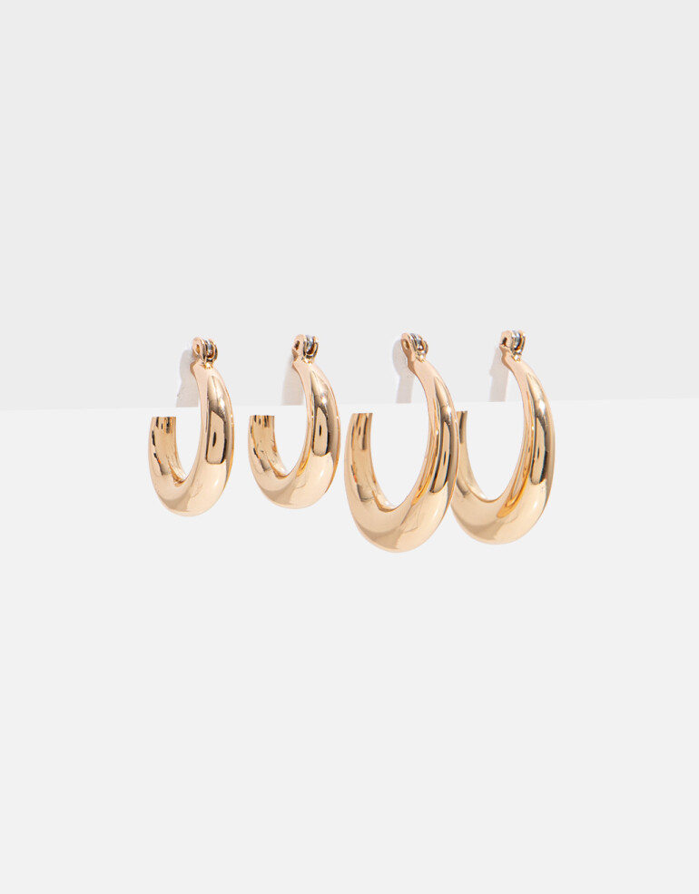 Aros Argollas Set Metal Set De Argollas - Dorado
