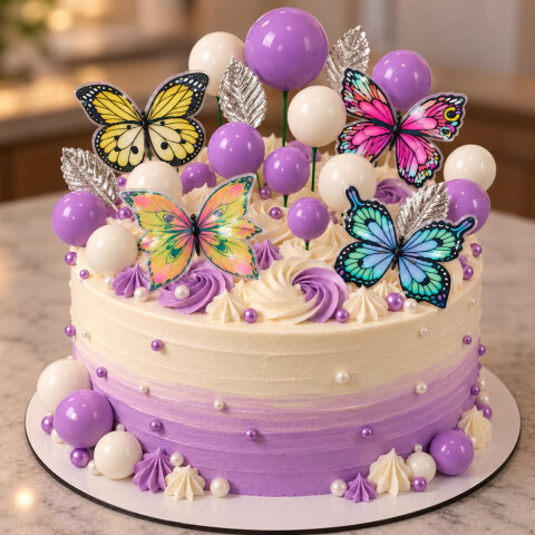 Topper Mariposas y Esferas Lila