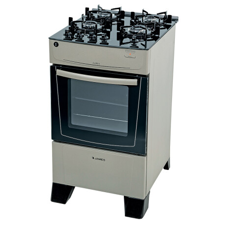 Cocina James 4H C-690 V titanium con mesada de vidrio negro Cocina James 4H C-690 V titanium con mesada de vidrio negro