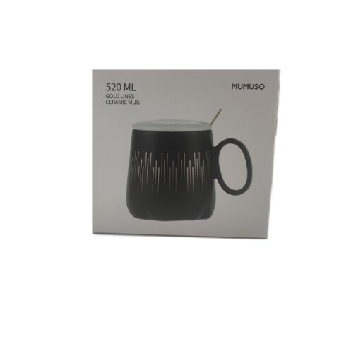 TAZA CERÁMICA LÍNEAS DORADA (NEGRA) TAZA CERÁMICA LÍNEAS DORADA (NEGRA)