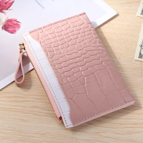 Monedero croco tarjetero bicolor Rosado